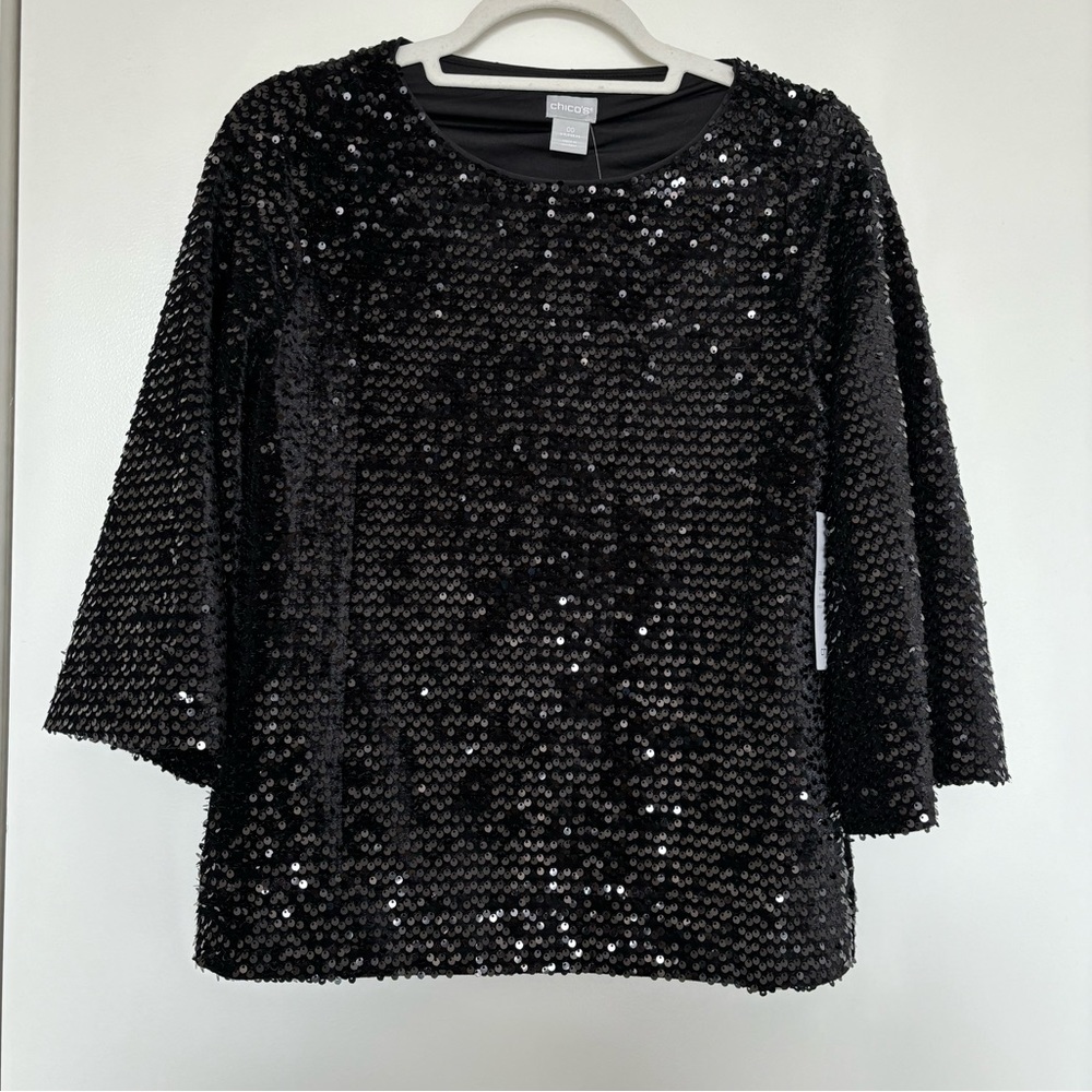 NWT Black Sequin Top 00